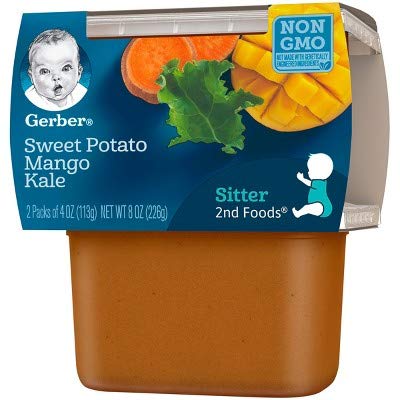 Gerber Purees 2nd Foods Sweet Potato Mango Kale Baby Food, 4 oz, 2 ct