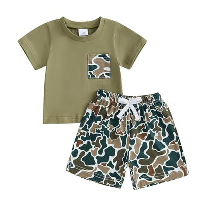 Toddler Baby Boy Summer Clothes Funny Pattren Letter Short Sleeve T Shirt with Shorts 2 Peices Outfits