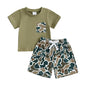 Toddler Baby Boy Summer Clothes Funny Pattren Letter Short Sleeve T Shirt with Shorts 2 Peices Outfits