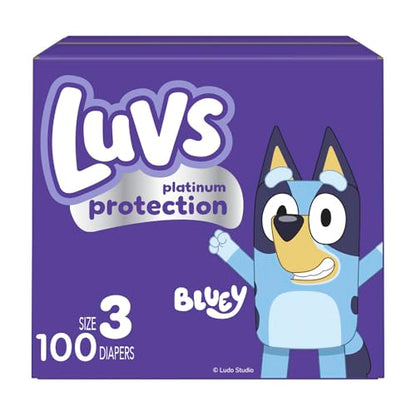Luvs Size 1 Baby Diapers, Platinum Protection Bluey Diapers for Day & Night, Size 1, 294 Count (Packaging May Vary)