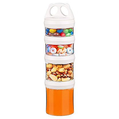 SELEWARE Portable Stackable Food Storage Containers for Snacks Formula Powder and Drinks Twist Lock System Airtight Leak-proof BPA and Phthalate Free 4 Piece Jars 31oz Blue