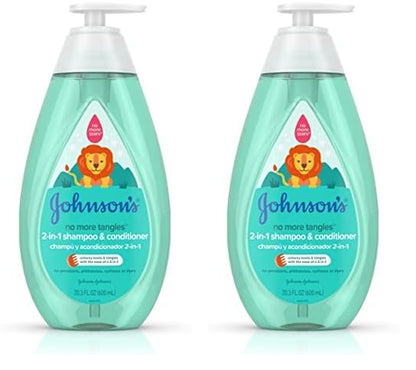 Johnson's Kids No More Tangles 2-in-1 Detangling Shampoo & Conditioner for Kids & Toddlers, Gentle & No More Tears, Hypoallergenic & Free of Parabens, Sulfates & Dyes, 20.3 fl. oz