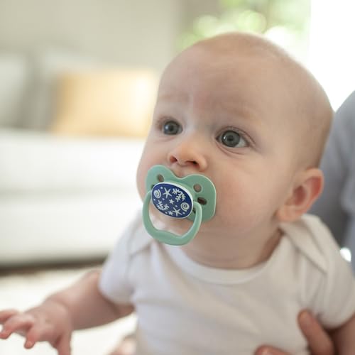 Dr. Brown's Advantage Glow-in-the-Dark Baby Pacifier, Fully Symmetrical Soother with Soft Silicone Bulb, Lavender Love-Coral Ocean, 0-6m, BPA Free, 4 Pack