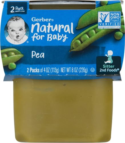 Gerber Baby Food Pea, 4 Oz, 2 Ct Tubs
