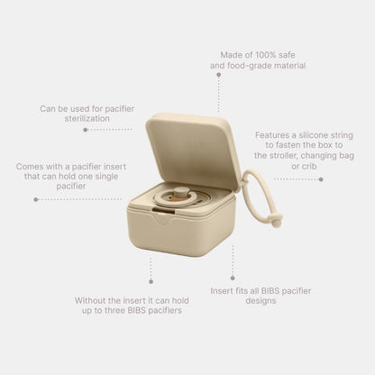 BIBS Pacifier Box with Loop for Storing & Carrying Soothers | 100% BPA Free Material | Designed & Made in Denmark | Vanilla