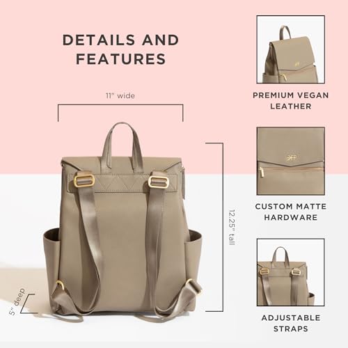 Freshly Picked Mini Classic Diaper Bag Backpack, Vegan Leather Baby Diaper Bag, Backpack Diaper Bag for Women (Aspen)