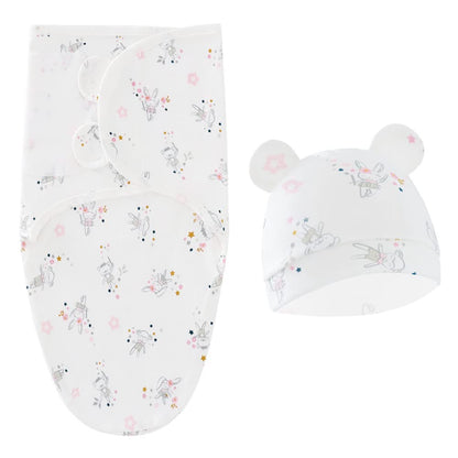 Baby Swaddle Sleep Sack with Hat Set for 0-3 months 3-Pack Soft Cotton Newborn Wearable Swaddle Wrap for Girls Boys