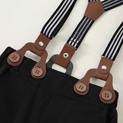 YUEMION Baby Boy Clothes Wedding Outfit Suits, 0-18 Months Infant Boy Gentleman Set, Dress Shirt+Vest+Suspender Pants+Bowtie