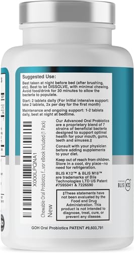 Oral Probiotics for Mouth Bad Breath Treatment for Kids Dental Care & Cavity Prevention with BLIS K12 M18 – Dr Formulated Dental Probiotics for Teeth and Gums, 30 Chewable Tablets Strawberry Vanilla