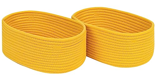 CubesLand Off White Small Storage Baskets for Shelves, Closet Organization Storage Bins Empty Gift Basket Baby Nursery Woven Baskets for Organizing, Rectangular Clothes Closet Shelves Baskets 3 Packs
