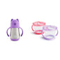 Munchkin Cool Cat Sippy Cup for Toddlers, Stainless Steel Straw Cup, 8 Ounce, Pink