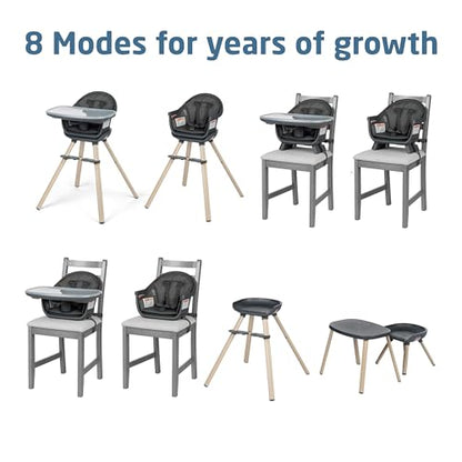 Maxi-Cosi Moa 8-in-1 High Chairs for Babies and Toddlers, Machine Washable Infant High Chair, Compact, Convertible High Chair Lightweight Design, Classic Slate
