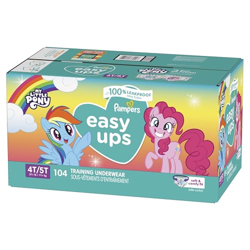 Pampers Training Pants - Easy Ups Girls & Boys - Size 5T-6T, 84 Count, Easy Pull Up & Down Design, My Little Pony Potty Underwear (Packaging May Vary)