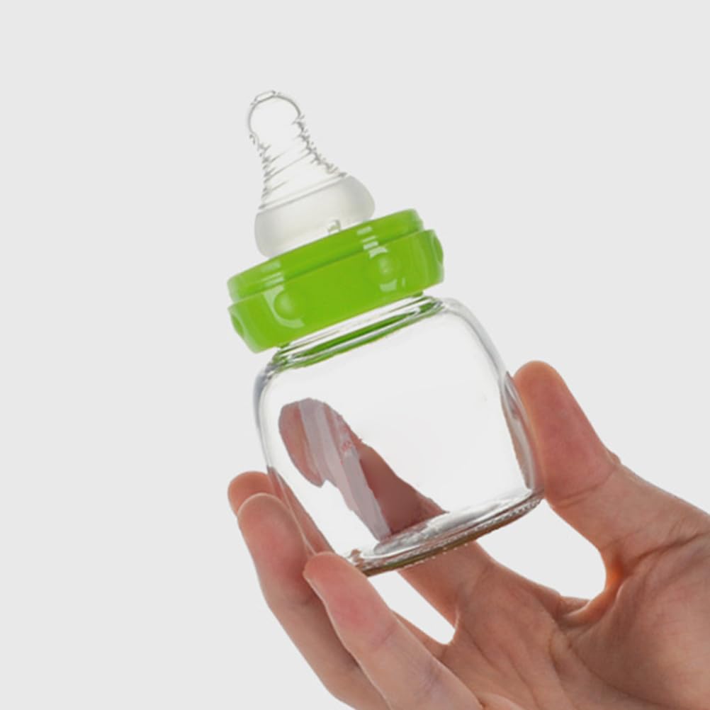 Kisangel Glass Baby Bottles, 3pcs Mini Babies Feeders Bottles 60ml with for Newborn Essentials Travel Outdoor, Pink Green Blue
