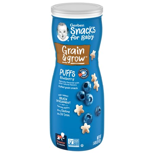 Gerber Baby Snacks, Baby Food, Puffs, Strawberry Apple, 1.48 Ounce