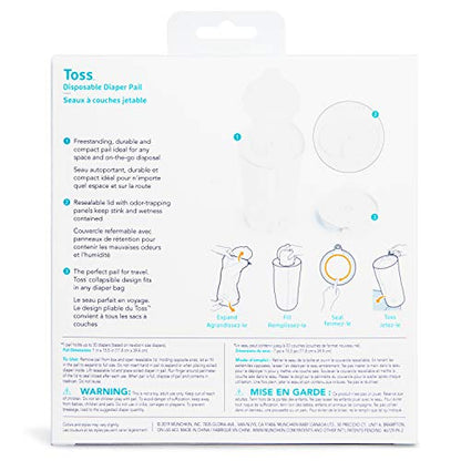 Munchkin® Toss™ Portable Disposable Diaper Pail, Holds up to 150 Newborn Diapers, 5 Pack, White