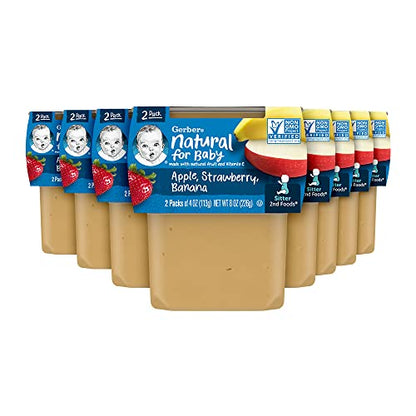 Gerber 2nd Foods Banana Blackberry Blueberry 4 Ounce Tubs, 2 Count (Pack of 8)