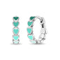 925 Sterling Silver Tiny Heart Enamel Huggie Hoop Earrings - Multicolored Heart Themed Hoops