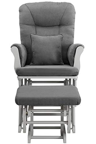 Angel Line Monterey Glider & Ottoman, Grey Finish - Grey Cushion