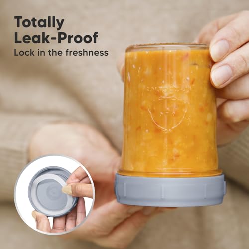 KeaBabies 4pk 8oz & 4pk 4oz Glass Baby Food Containers with Lids - Leak-Proof,Microwavable Small Glass Jars,Baby Purees & Toddler Snack Storage Containers,BPA-Free,Dishwasher & Freezer Safe(Musk Dusk)