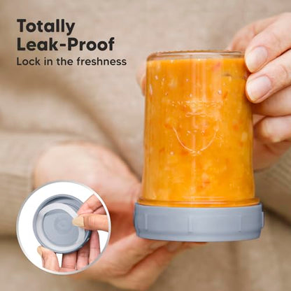 KeaBabies 4pk 8oz & 4pk 4oz Glass Baby Food Containers with Lids - Leak-Proof,Microwavable Small Glass Jars,Baby Purees & Toddler Snack Storage Containers,BPA-Free,Dishwasher & Freezer Safe(Musk Dusk)
