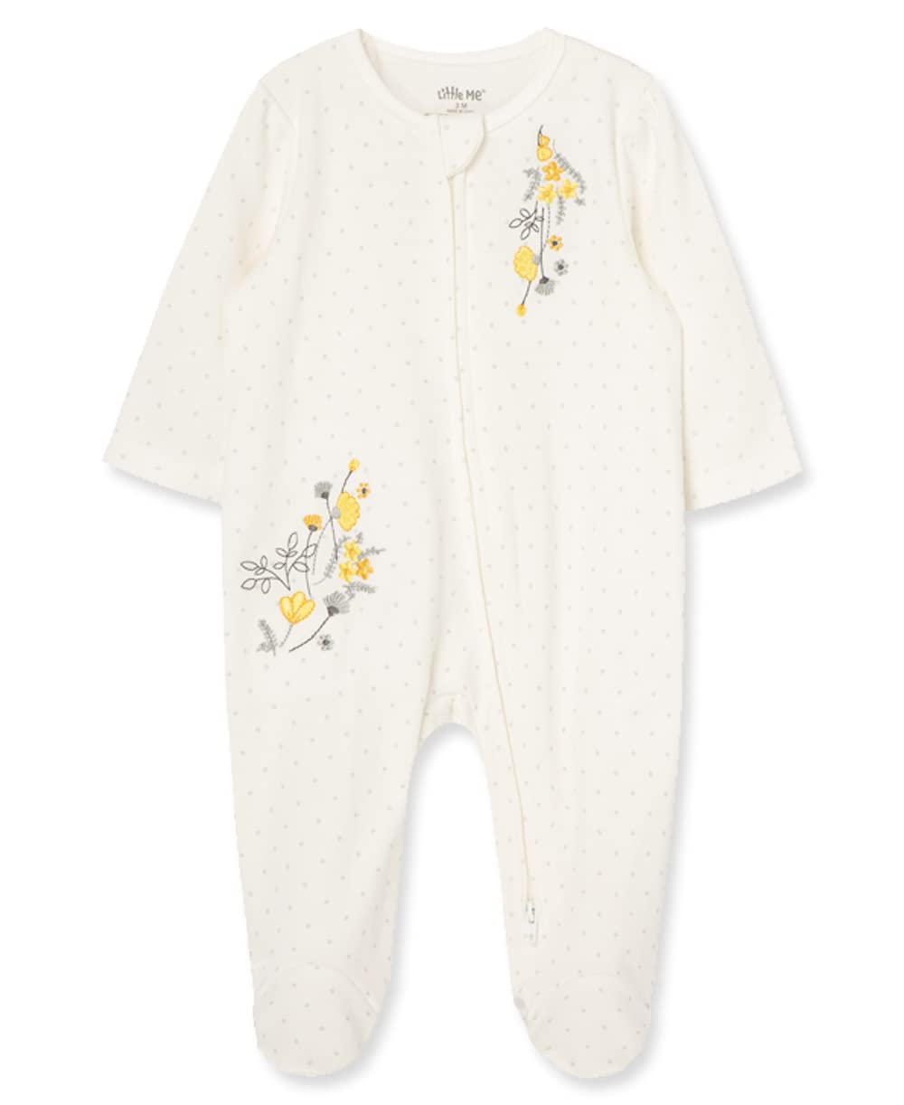 Little Me Clothes for Baby Girls' 100% Cotton Scratch-Free Tag Footie Sleeper, Preemie to 9 Months