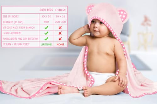 Set of 2 Hooded Baby Towels – White and Grey – Luxurious, Large and Super Absorbent – 30 x 30 Inch – Soft and Suitable for Infants, Toddlers and Kids – 400 GSM