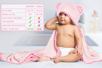 Set of 2 Hooded Baby Towels – White and Grey – Luxurious, Large and Super Absorbent – 30 x 30 Inch – Soft and Suitable for Infants, Toddlers and Kids – 400 GSM