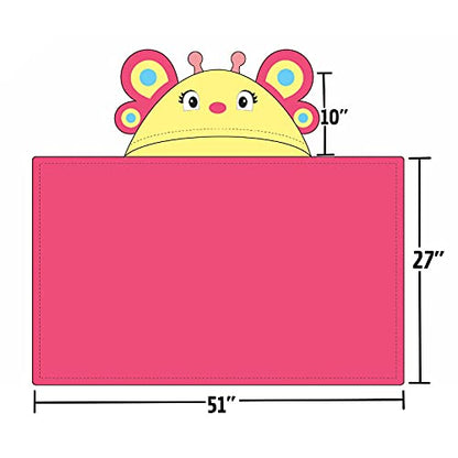 Hooded Baby Towel for Kids 2-8 | Large 100% Cotton Baby Towel for Girls | Cute Flower Bath Towels for Babies and Toddlers with Pink Petals