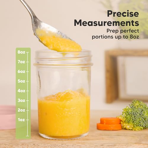 KeaBabies 4pk 8oz & 4pk 4oz Glass Baby Food Containers with Lids - Leak-Proof,Microwavable Small Glass Jars,Baby Purees & Toddler Snack Storage Containers,BPA-Free,Dishwasher & Freezer Safe(Musk Dusk)