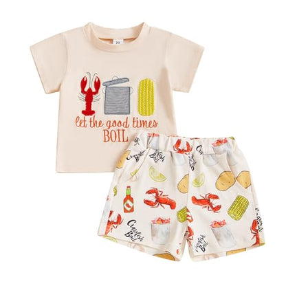 Toddler Baby Boy Baseball Outfit Short Sleeve T-shirt and Drawstring Shorts 2 Piece Baseball Clothing Sets