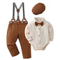 YUEMION Baby Boy Clothes Wedding Outfit Suits, 0-18 Months Infant Boy Gentleman Set, Dress Shirt+Vest+Suspender Pants+Bowtie