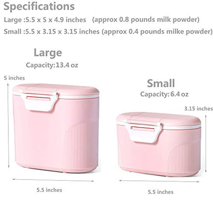 Travel Infant Formula Dispenser Box with Scoop, Portable Baby Dry Milk Powder Food Container with Spoon Airtight Storage Easy go Parents Choice Sealed Flour Case,Pink