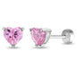 925 Sterling Silver Cubic Zirconia Heart-Shaped Solitaire Stud Girl's Earrings with Safety Push Back Locking 4mm- Excellent For Baby Girls, Toddlers & Young Girls- Best For Kids With Sensitive Ears