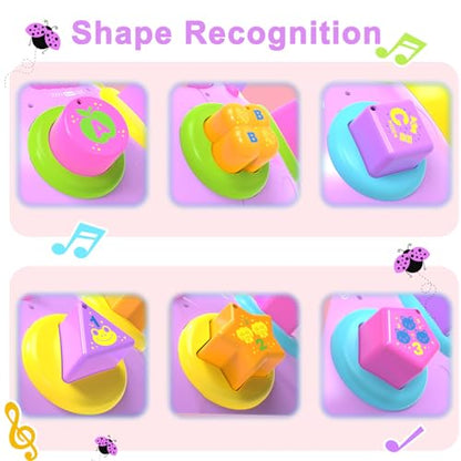 Baby Musical Ladybug Crawling Toys,Baby Toy 6-12 Months with Light-up Music, Early Educational Learning Montessori Toy, Infant Gift Toys for 7 8 9 10 11 Months 1-2 Years Old Newborn Girls (Pink)