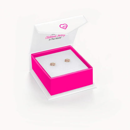 14k Yellow Gold Colorful Cubic Zirconia Flower Studs - Screw Back Earrings for Toddlers & Little Girls - Casual & Sparkly Flower Earrings for Children