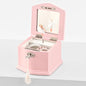 Wooden Musical Jewelry Box for girls with Mirror and Key Lock, Gift for Kids on Birthdays and Holidays (Pink, Small) (Beige, Small)