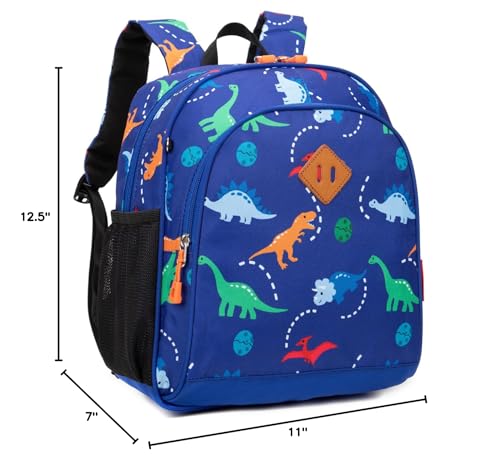 Toddler Backpack for Boys, 12 Inch Kids Dinosaur Backpack for Preschool or Kindergarten, Black