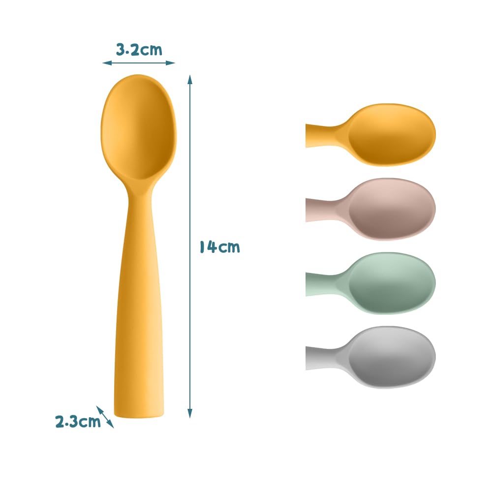 Vicloon Silicone Baby Feeding Spoons - 7 PCS First Stage for Infants, Ultra-Durable & Chewproof, Dishwasher Safe Baby Utensils