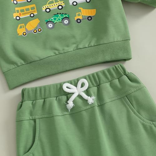 Fernvia Baby Boy Fall Winter Clothes Toddler Kids Solid Outfits Vehicle Long Sleeve Sweatshirt Tops + Joggers Pants Set