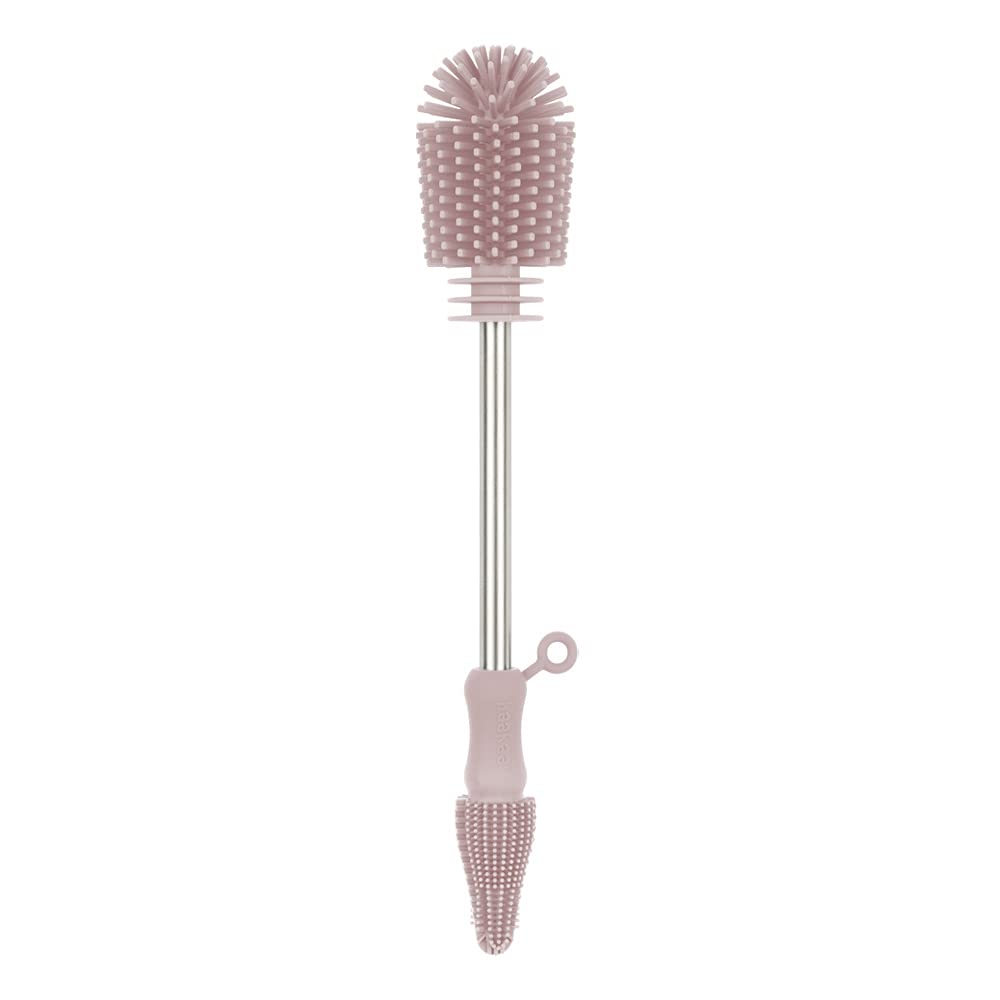 Haakaa Silicone Cleaning Brush Kit – Household Cleaning Brushes for Bottles and Crevices – Food-Grade Silicone: Dishwasher Safe (Brush-Blush)