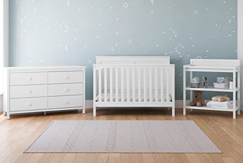 Storkcraft Alpine Changing Table (Black) – GREENGUARD Gold Certified Nursery Changing Table, Includes Water-Resistant Changing Pad, 2 Shelves for Nursery Storage and Organizing