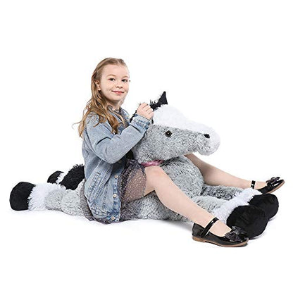 Tezituor Giant Stuffed Animal, 4ft Large Brown Pony Plush Toy, 47 inch Horse Plush Pillow Gift for Boys Girls