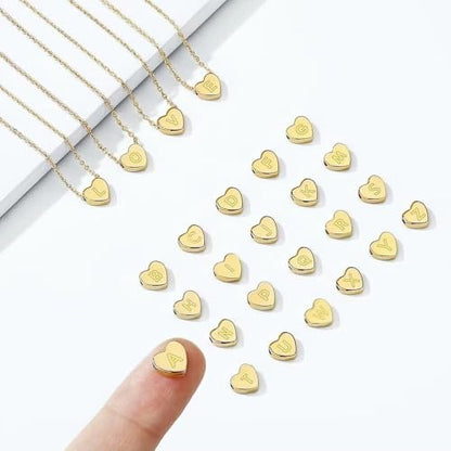 Turandoss Mothers Day Gifts for Mom Wife Women Girls - 14K Gold Plated Heart Pendant Letter Alphabet Necklace Tiny Initial Necklaces Heart Initial Necklace Gifts for Women Teens
