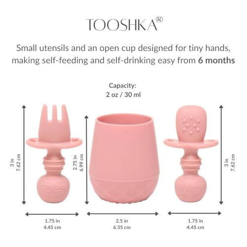 Tooshka® | Set of Four Tiny Cups | Baby-Led Weaning Essentials for Toddlers 6+ Months of Age | BPA, Lead, & Phthalate Free
