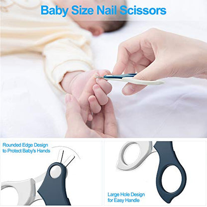 Socub Baby Nail Kit, Baby Nail Clipper, Scissor, Nail File, Tweezer, 4-in-1 Baby Grooming Kit Set for Newborn, Infant, Toddler, Blue