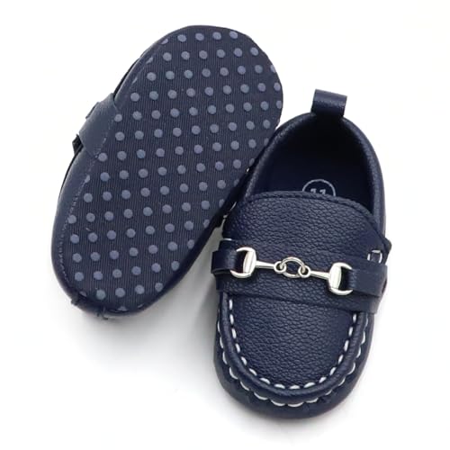 First Walking Shoes for Baby Boys Delightful Solid Color Slip-On Loafers, Lightweight, Non-Slip Flat