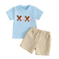 Toddler Baby Boy Baseball Outfit Short Sleeve T-shirt and Drawstring Shorts 2 Piece Baseball Clothing Sets