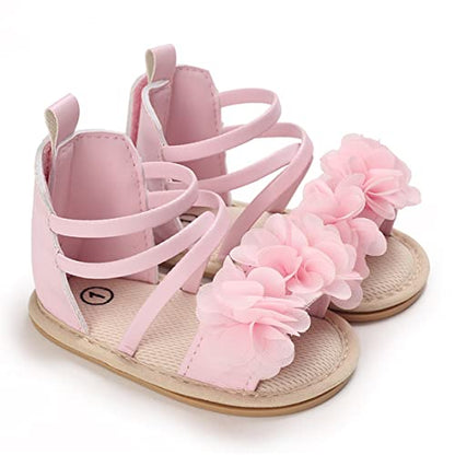 COSANKIM Baby Girl Sandals Rubber Sole Summer Outdoor Infant First Walker Crib Dress Shoes Baby Sandals