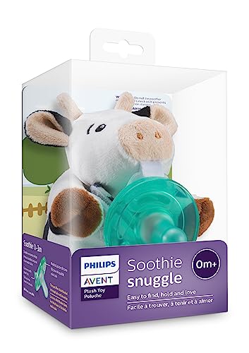 Philips AVENT Soothie Snuggle Pacifier Holder with Detachable Pacifier, 0m+, Giraffe, SCF347/01-1 Count (Pack of 1)